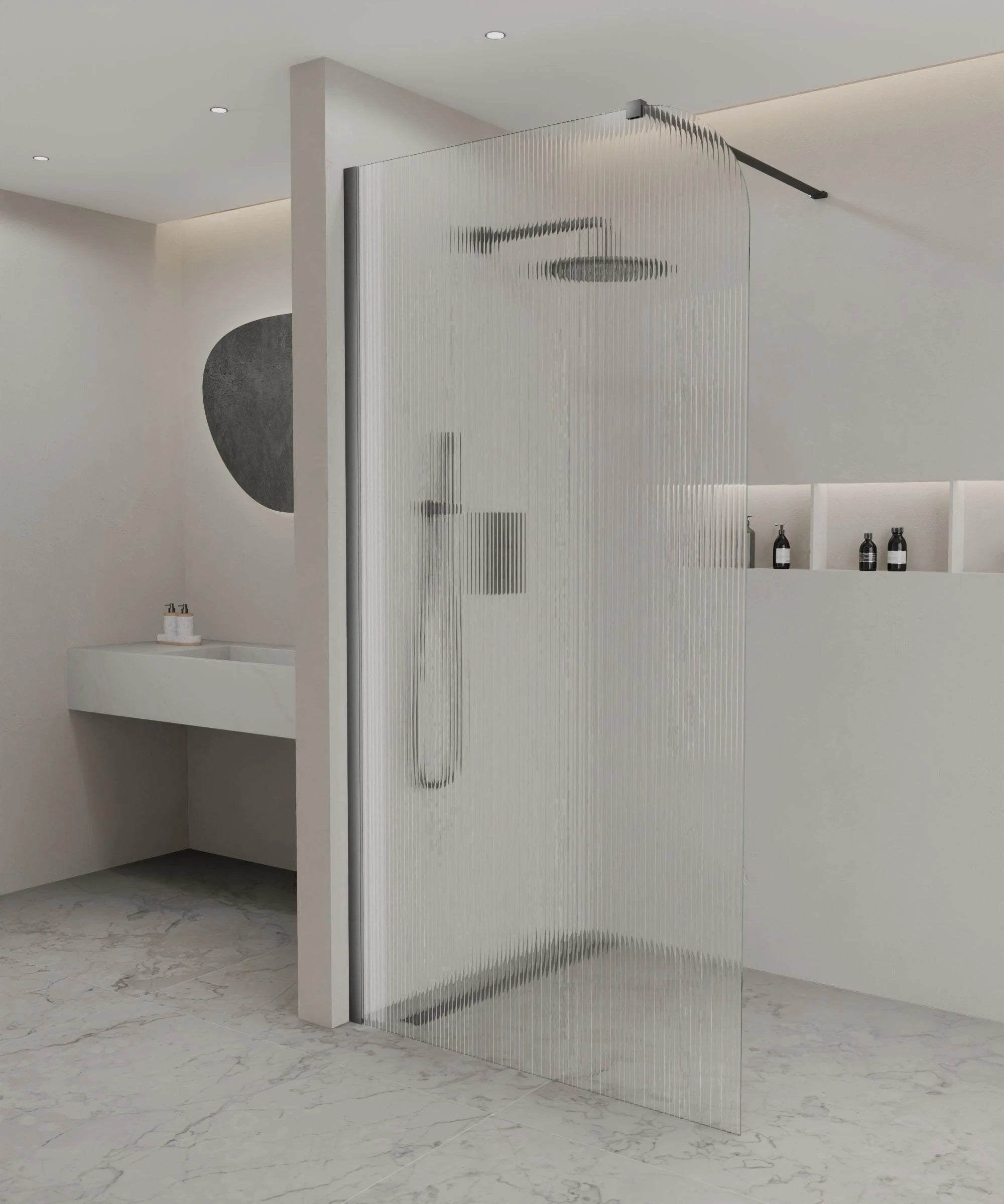 Paroi de douche fixe cannelée arrondie