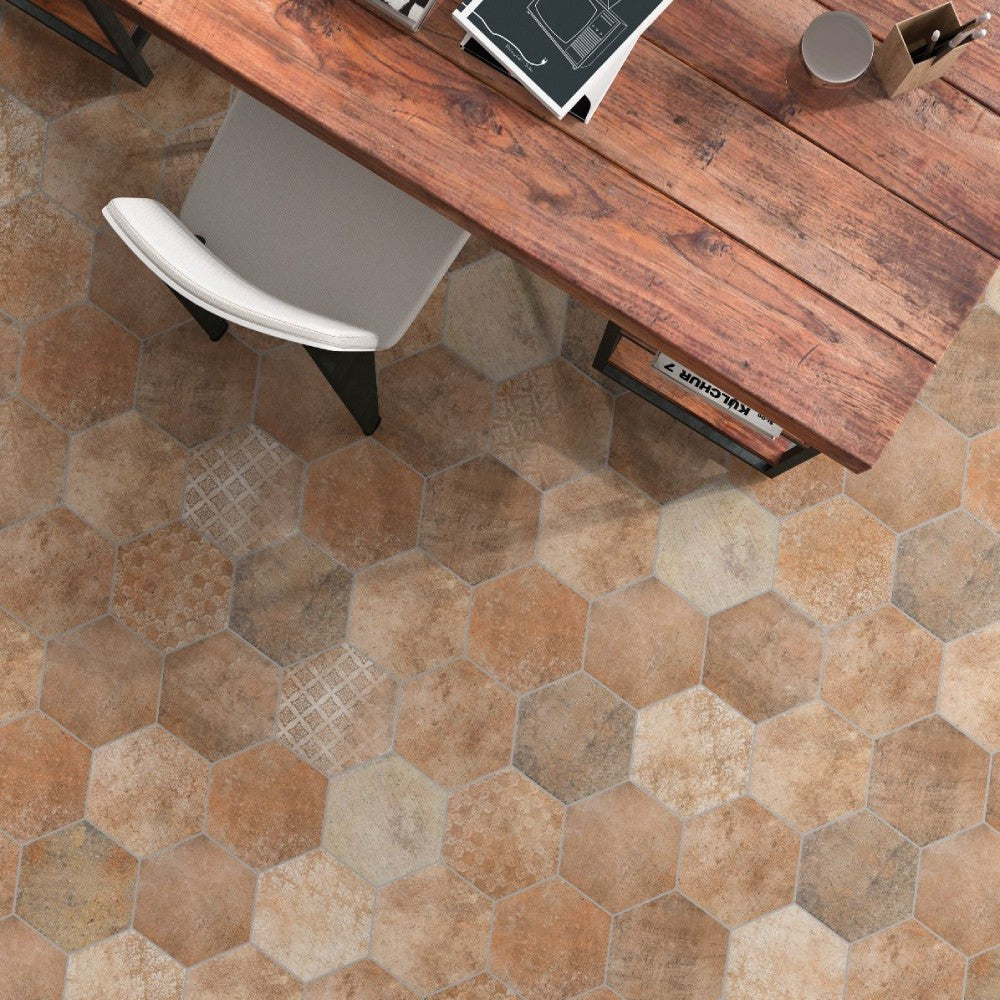 Carrelage Intérieur Albadia 22x25 Hexagonal Effet Carreau de Ciment