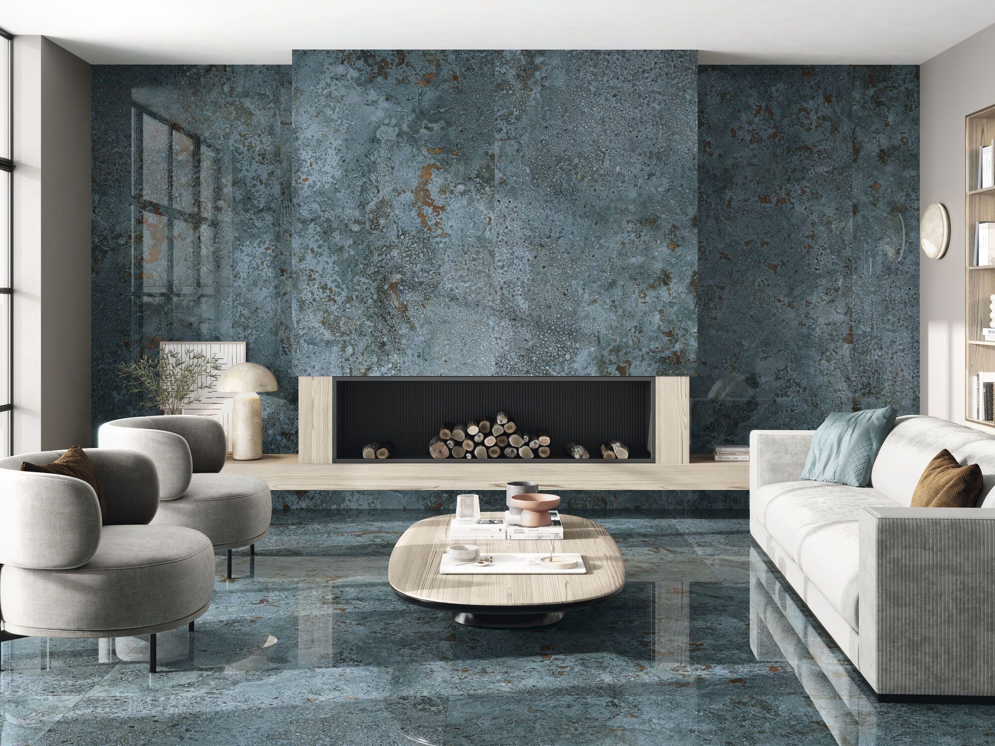 Carrelage Intérieur Bora Bora Baldocer Grès Cérame Effet Pierre Bleue
