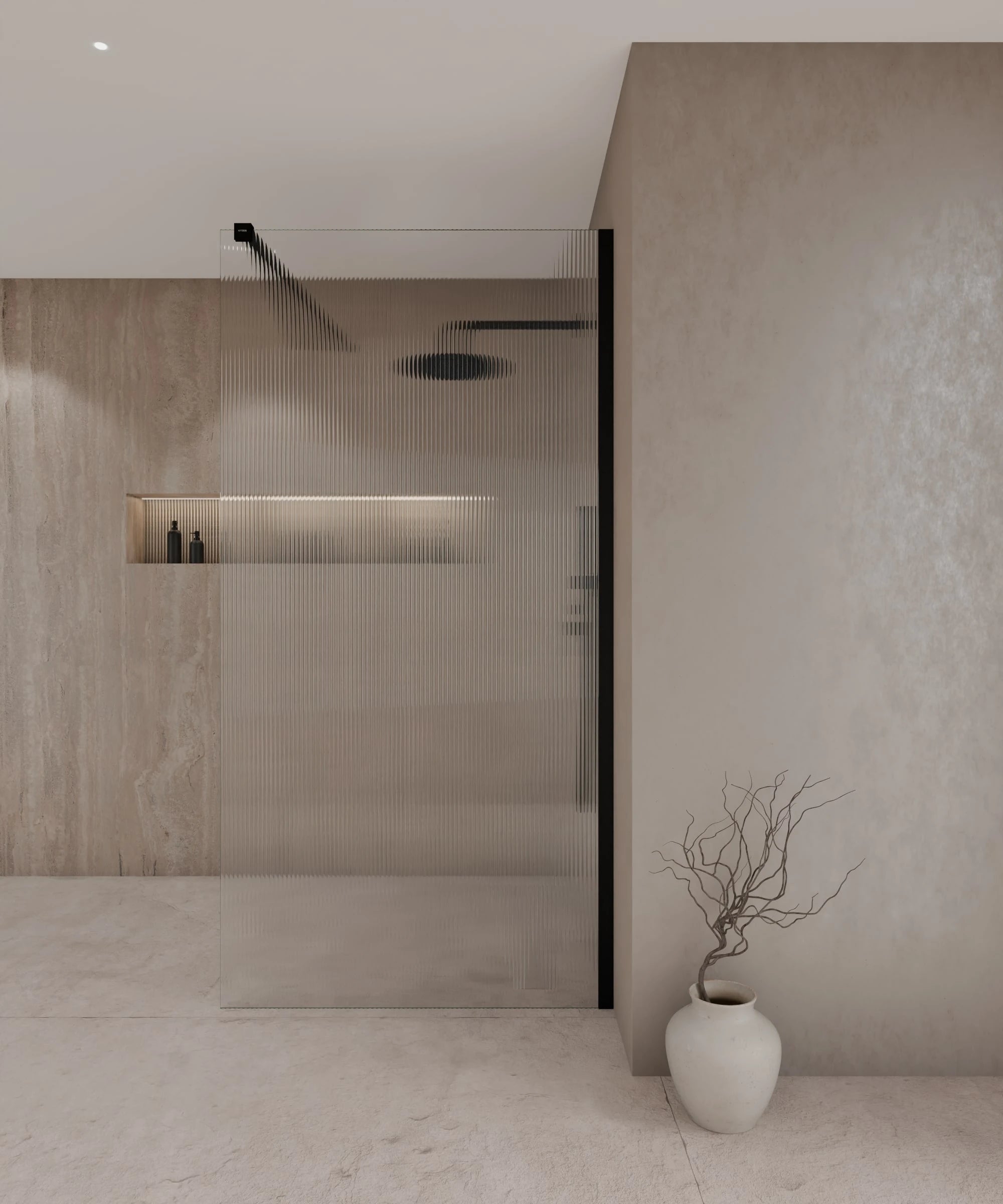 Paroi de douche fixe cannelée