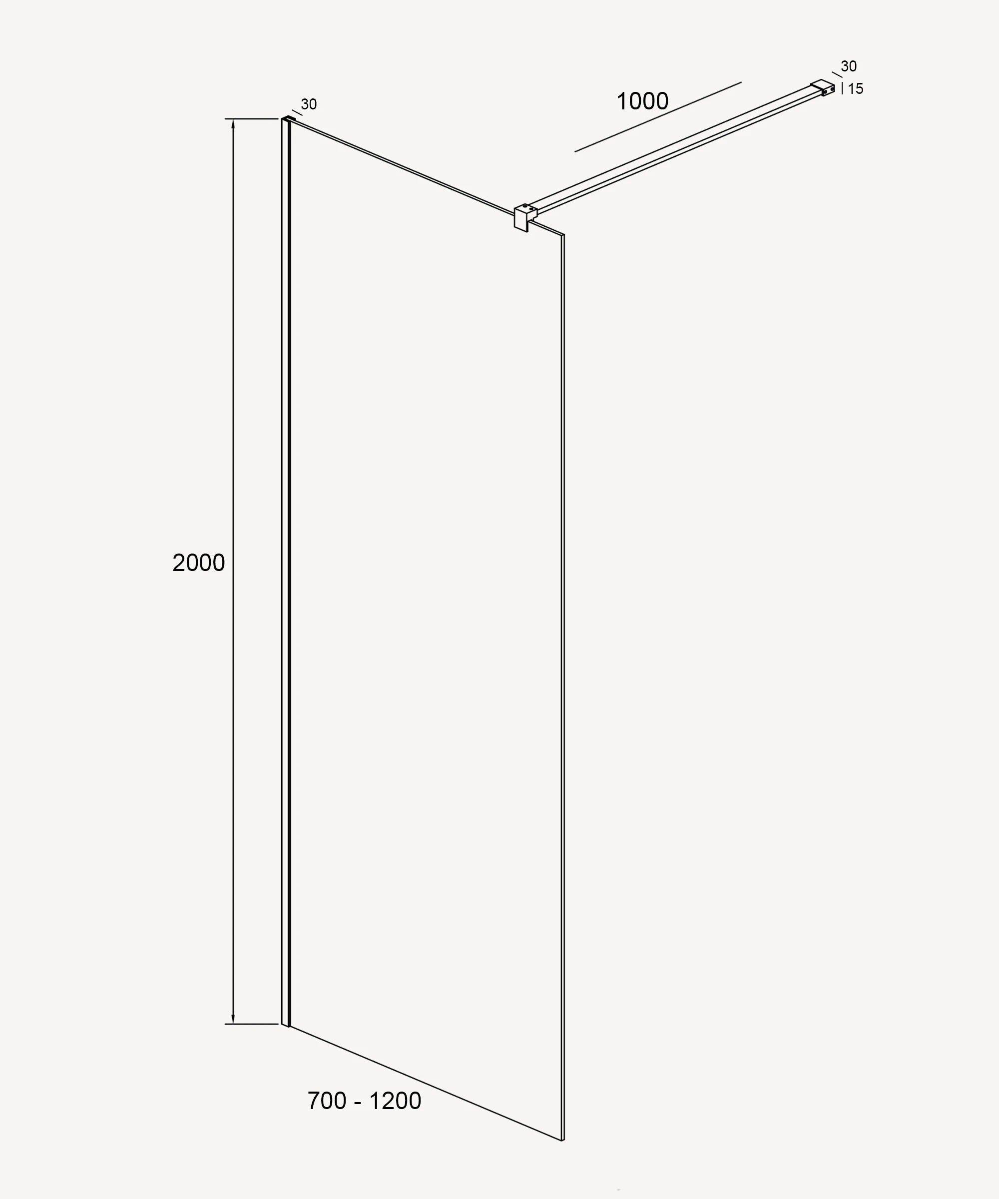 Paroi de douche fixe cannelée