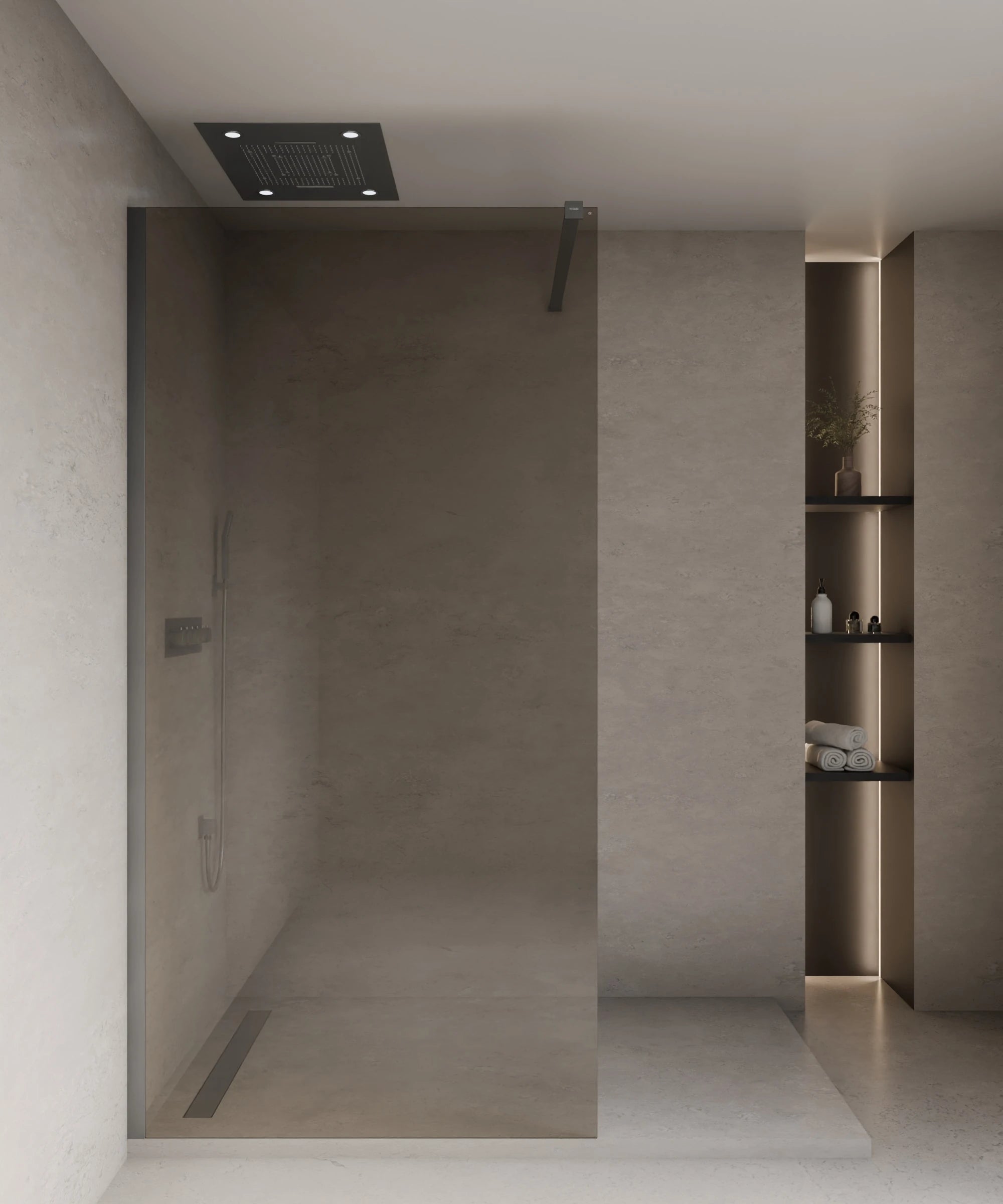 Paroi de douche fixe fumée