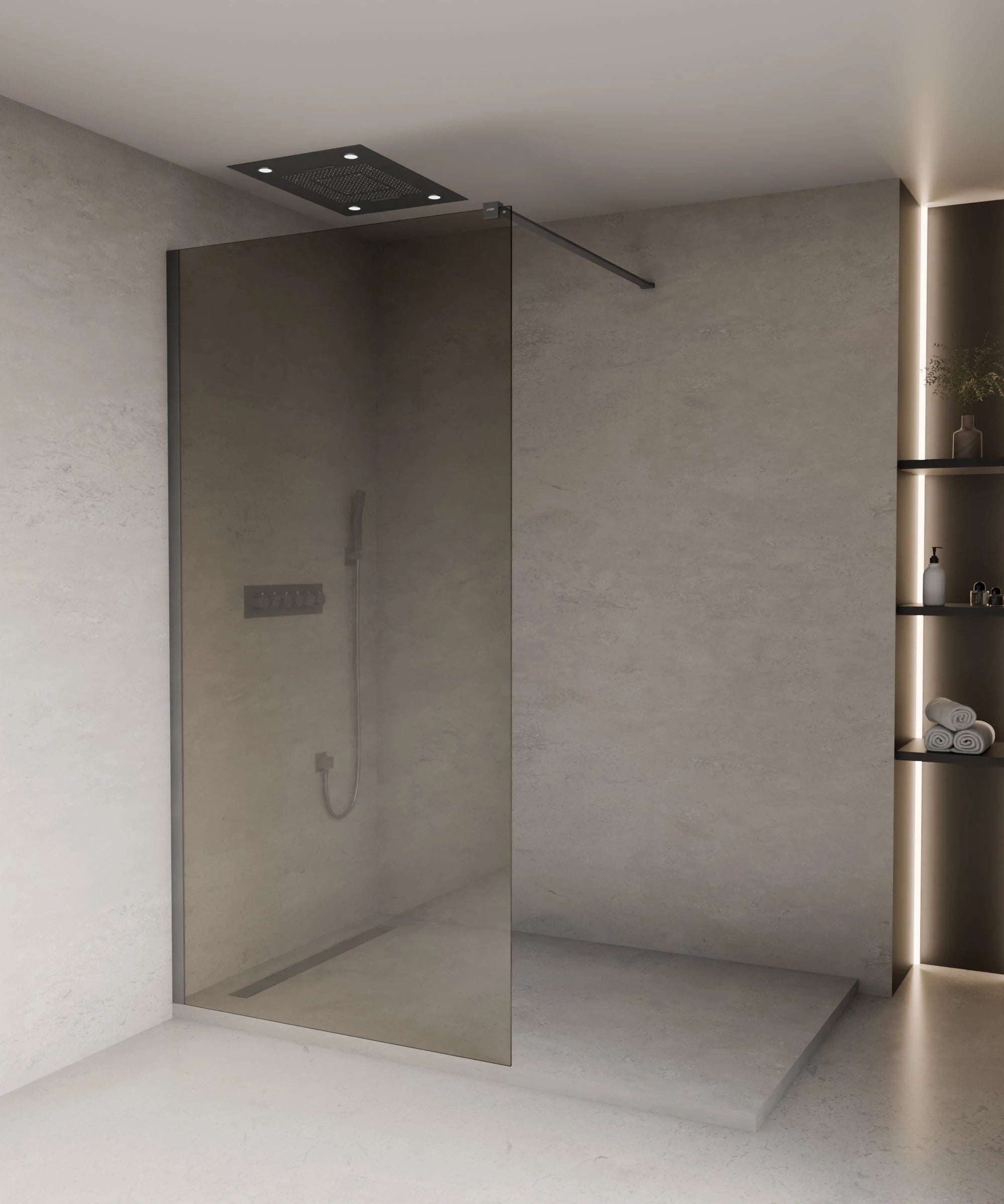 Paroi de douche fixe fumée