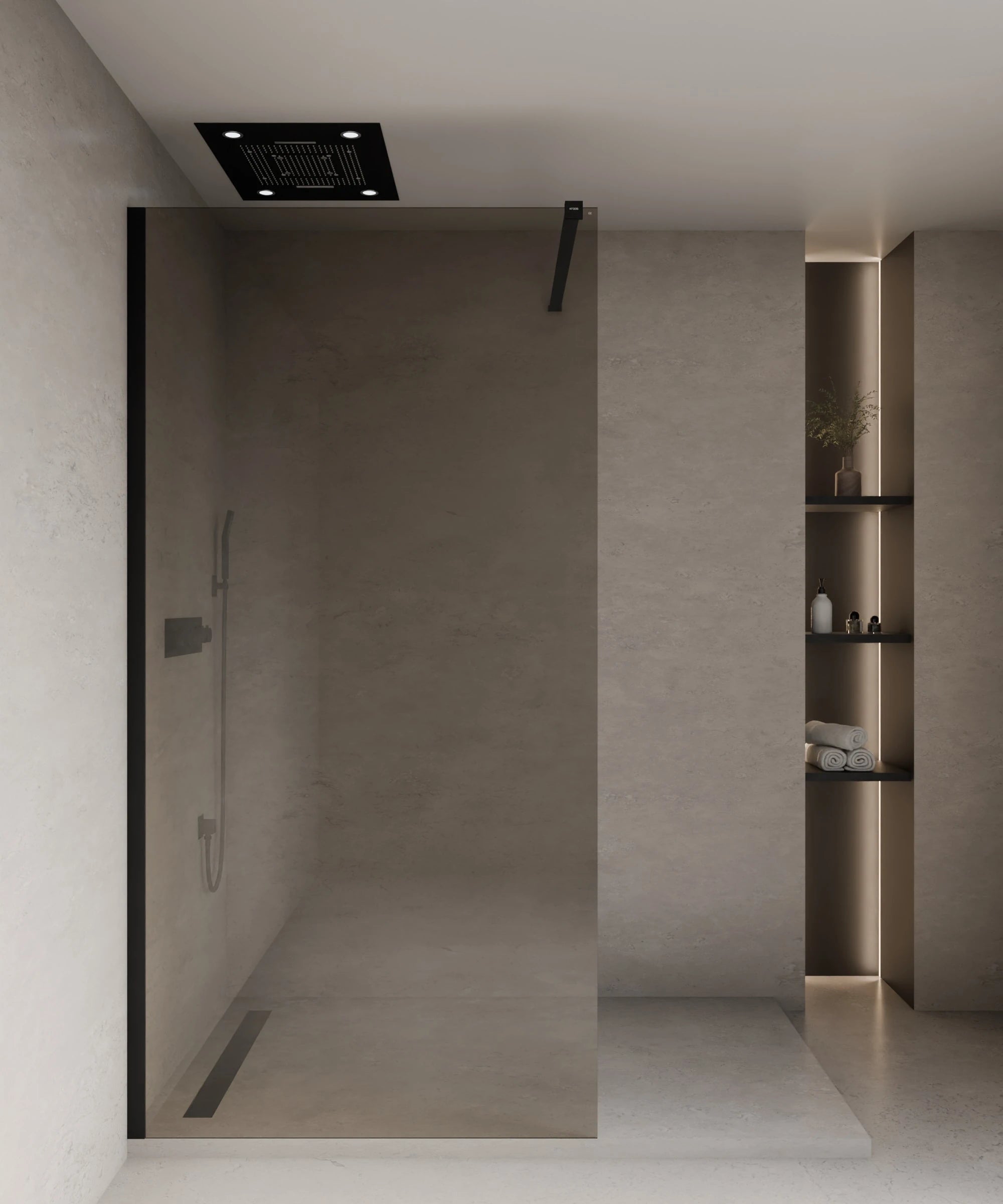 Paroi de douche fixe fumée