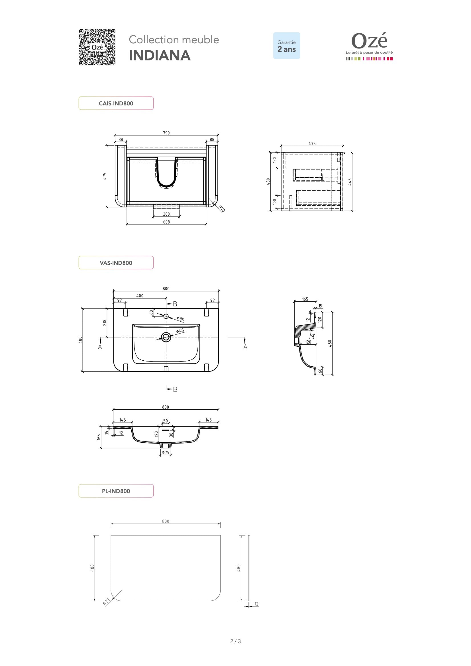 Vasque encastrée Indiana