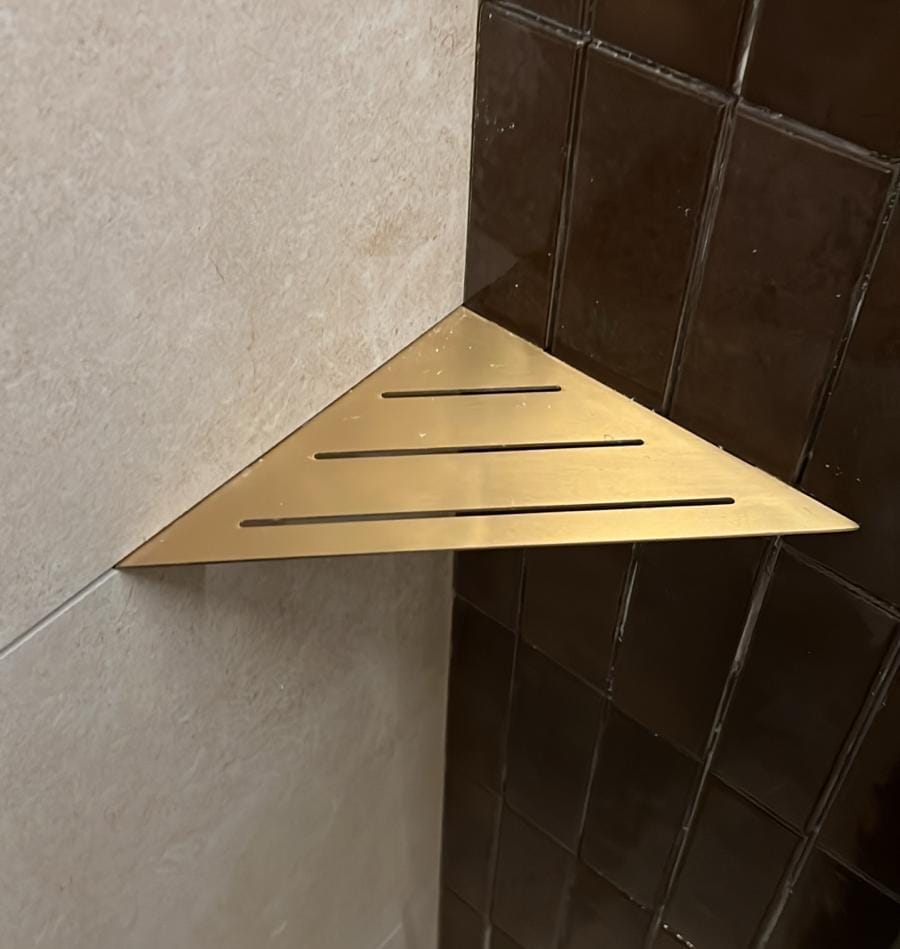 Étagère de douche d’angle à encastrer en inox Hermes