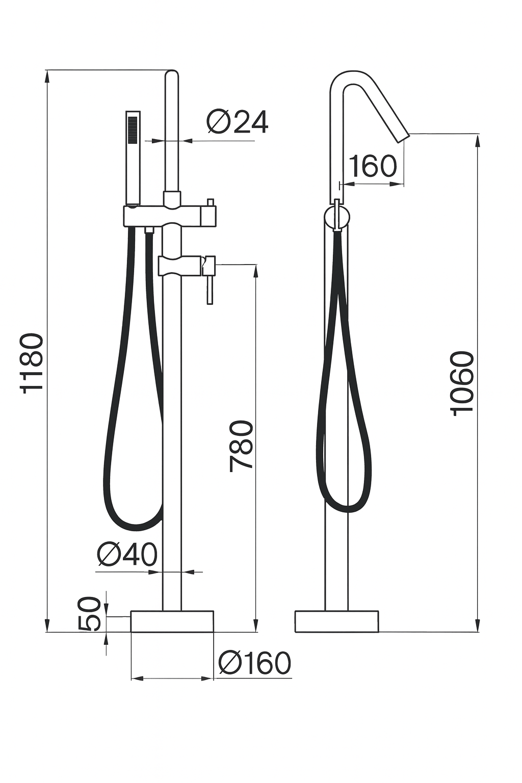 Robinetterie de baignoire îlot série Corcega