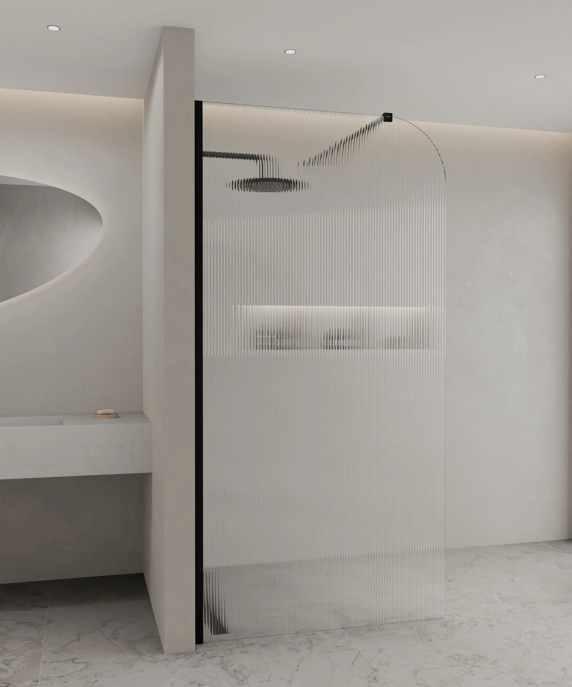 Paroi de douche fixe cannelée arrondie