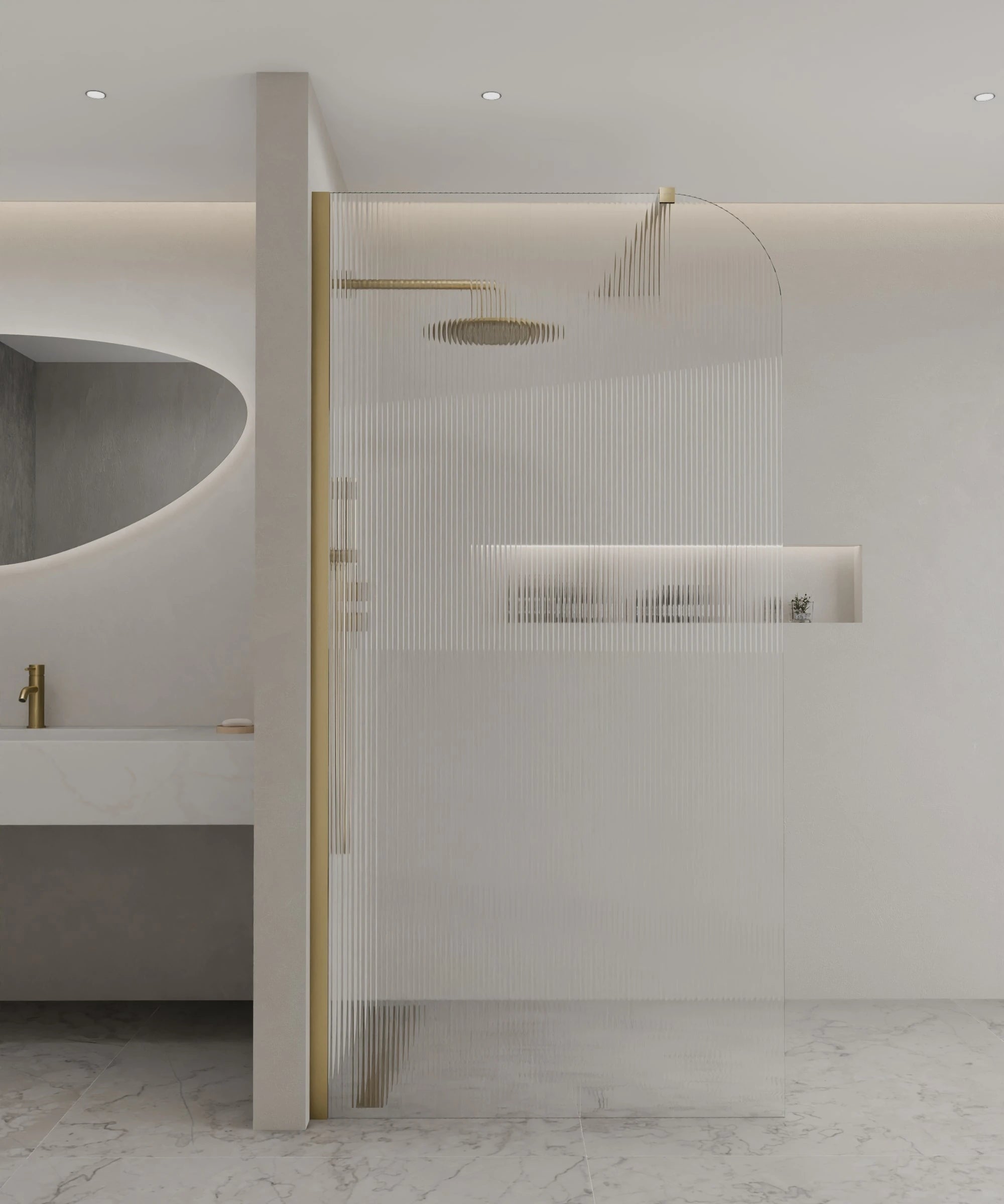 Paroi de douche fixe cannelée arrondie