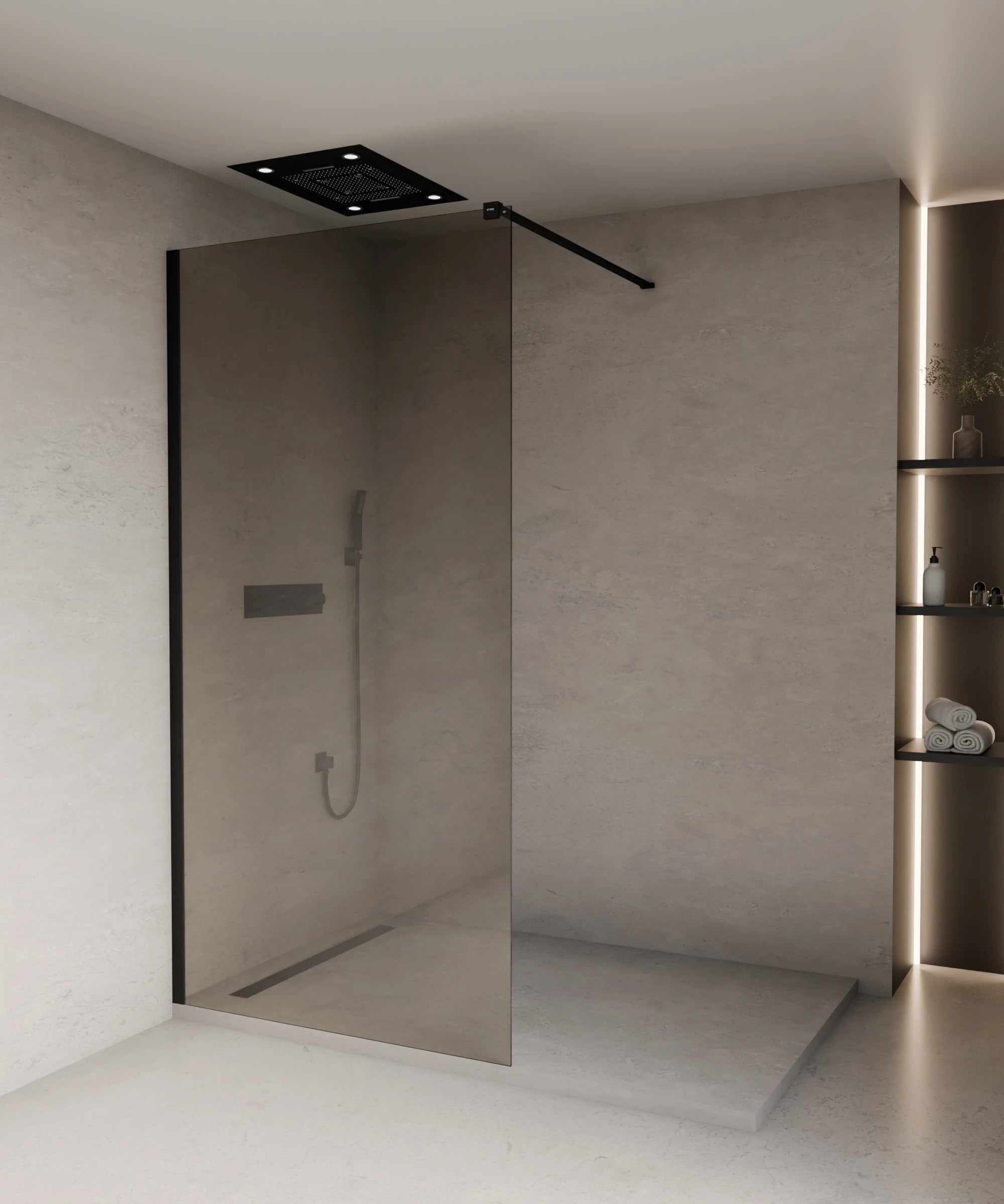 Paroi de douche fixe fumée