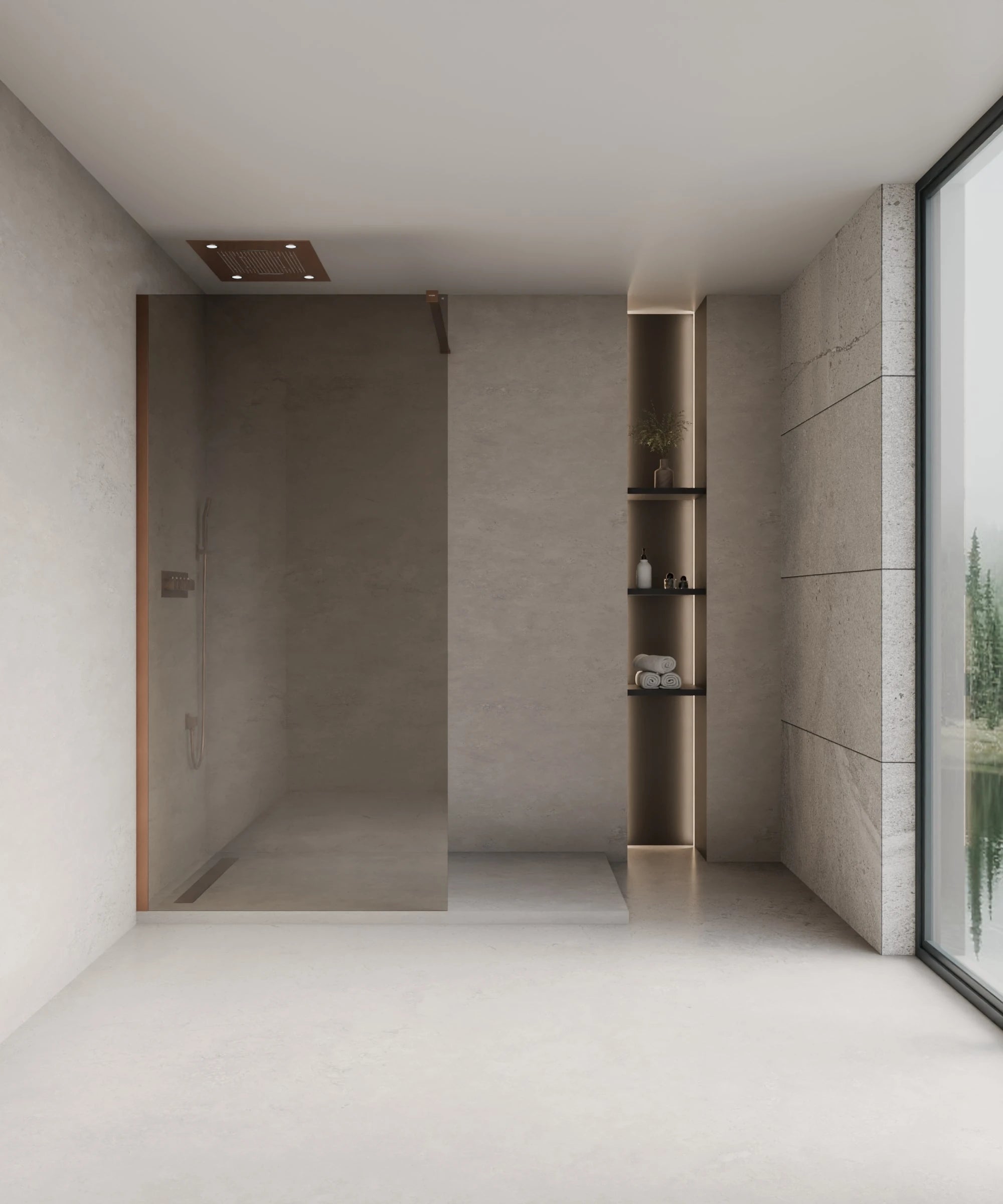 Paroi de douche fixe fumée