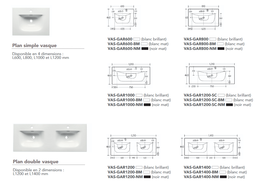 Vasque encastrée Garance