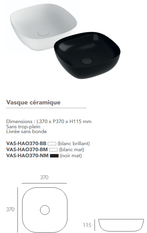 Vasque à poser Haori Carré